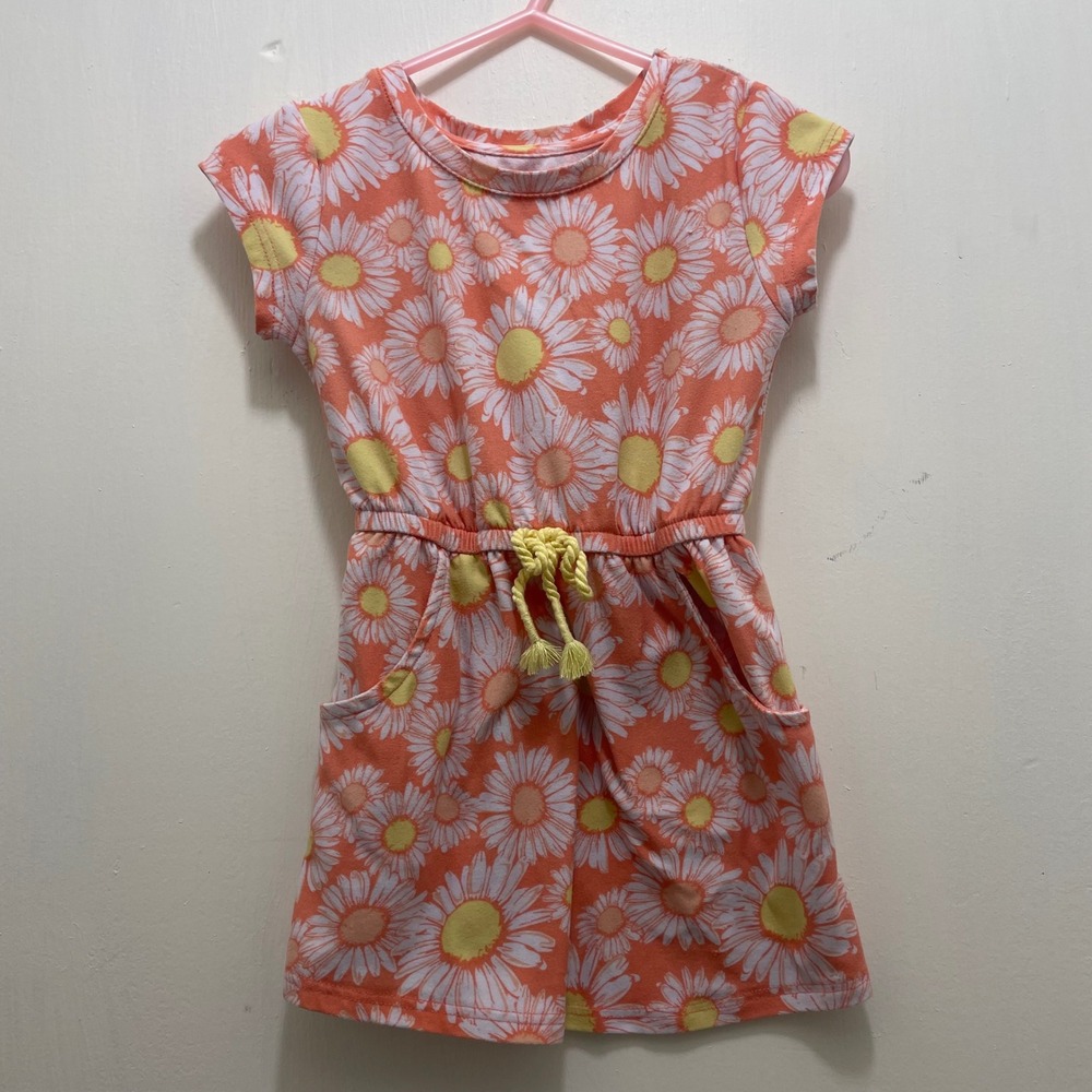 Kidgets‎ Toddler Girls Orange Daisy Floral Print Pocket Dress 18M